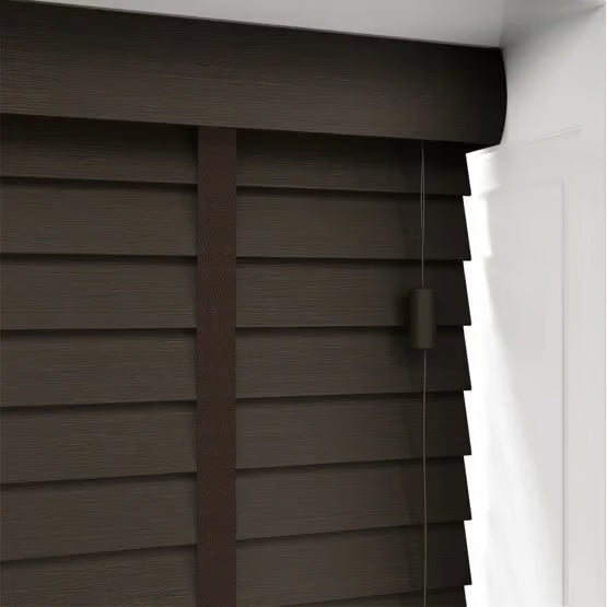 Made to Order Blinds Bamboo Smoked Walnut with Walnut Tapes Wooden Venetian Blinds