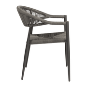 Atlantic Stacking Armchair - Dark Grey with woven rope detailing on the seat and backrest, supported by sleek metal legs designed for commercial and contract use.