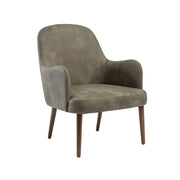 Aztec Lounge Arm Chair - Steel Grey featuring a smooth, upholstered seat and back with curved armrests and slender wooden legs, designed for commercial and hospitality settings.