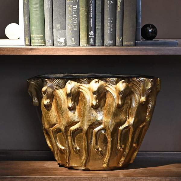 Antique Brass Horse Vase
