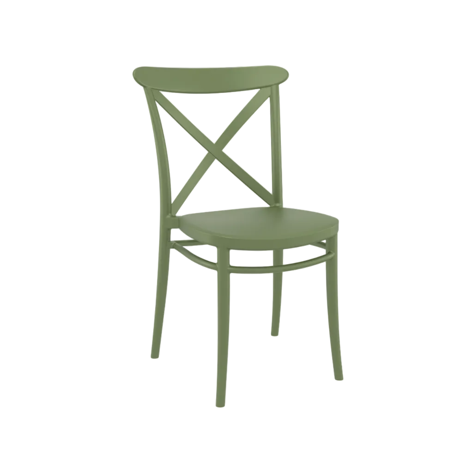 Quality Commercial Green chair with a cross-back design for restaurants and cafes