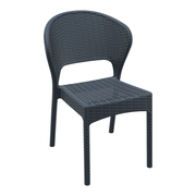 Daytona Rattan Side Chair - Dark Grey with woven rattan texture, featuring a curved backrest and sturdy legs, designed for stylish and durable seating.