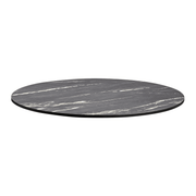 Extrema Top - Black Marble 'Textured' - 690mm Dia round table surface featuring a sleek black marble design with subtle white veining, ideal for commercial and hospitality use.