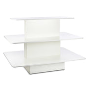 Silhouette white 3-tier rectangular island display gondola for commercial retail interiors
