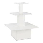 Silhouette small white 3-tier square island display gondola for commercial retail interiors