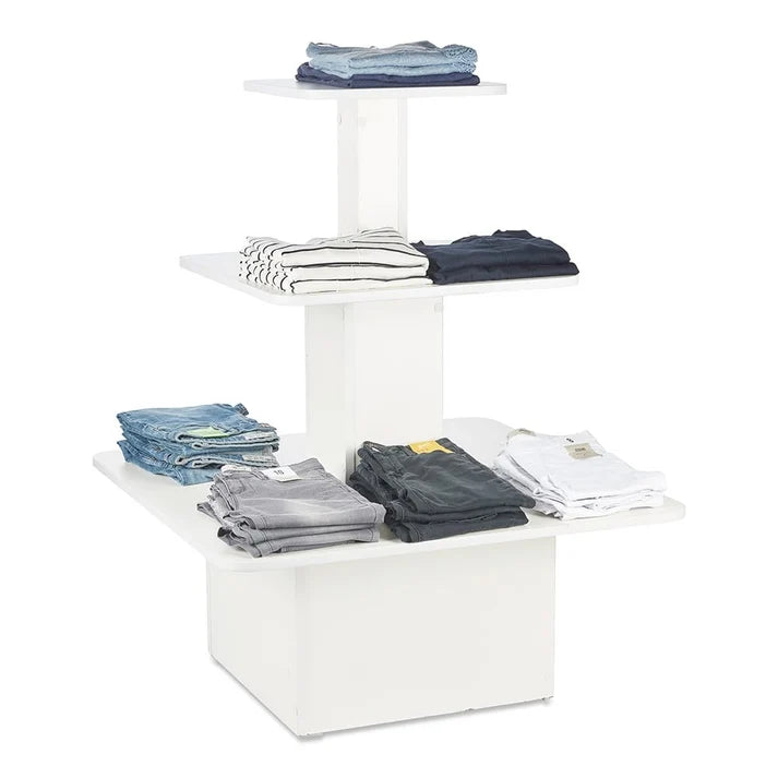 Detail of white finish on Silhouette commercial retail display gondola