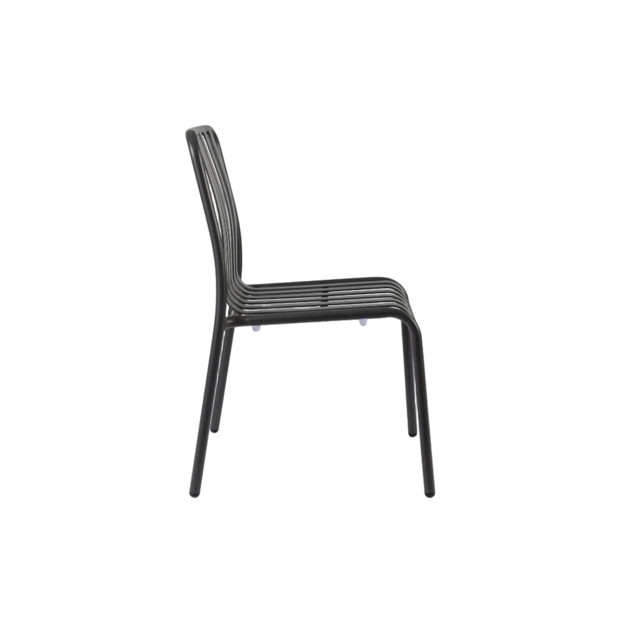 Black metal chair on a white background