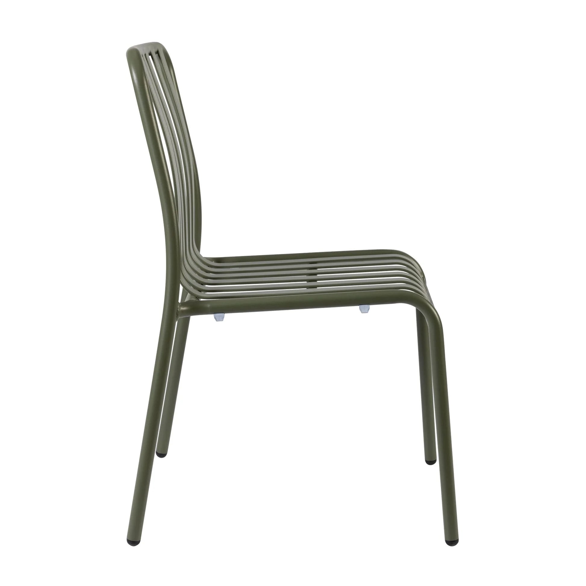 Commercial Henley Side Chair in Pine Green featuring a lightweight powder-coated aluminium frame, ergonomic slatted design and stackable construction for hospitality, restaurant, hotel, café and outdoor seating applications.