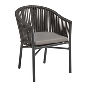 Holt 'Rope' Arm Chair Inc. Seat Cushion featuring a dark grey woven rope frame with a light grey seat cushion designed for commercial durability and stylish comfort.