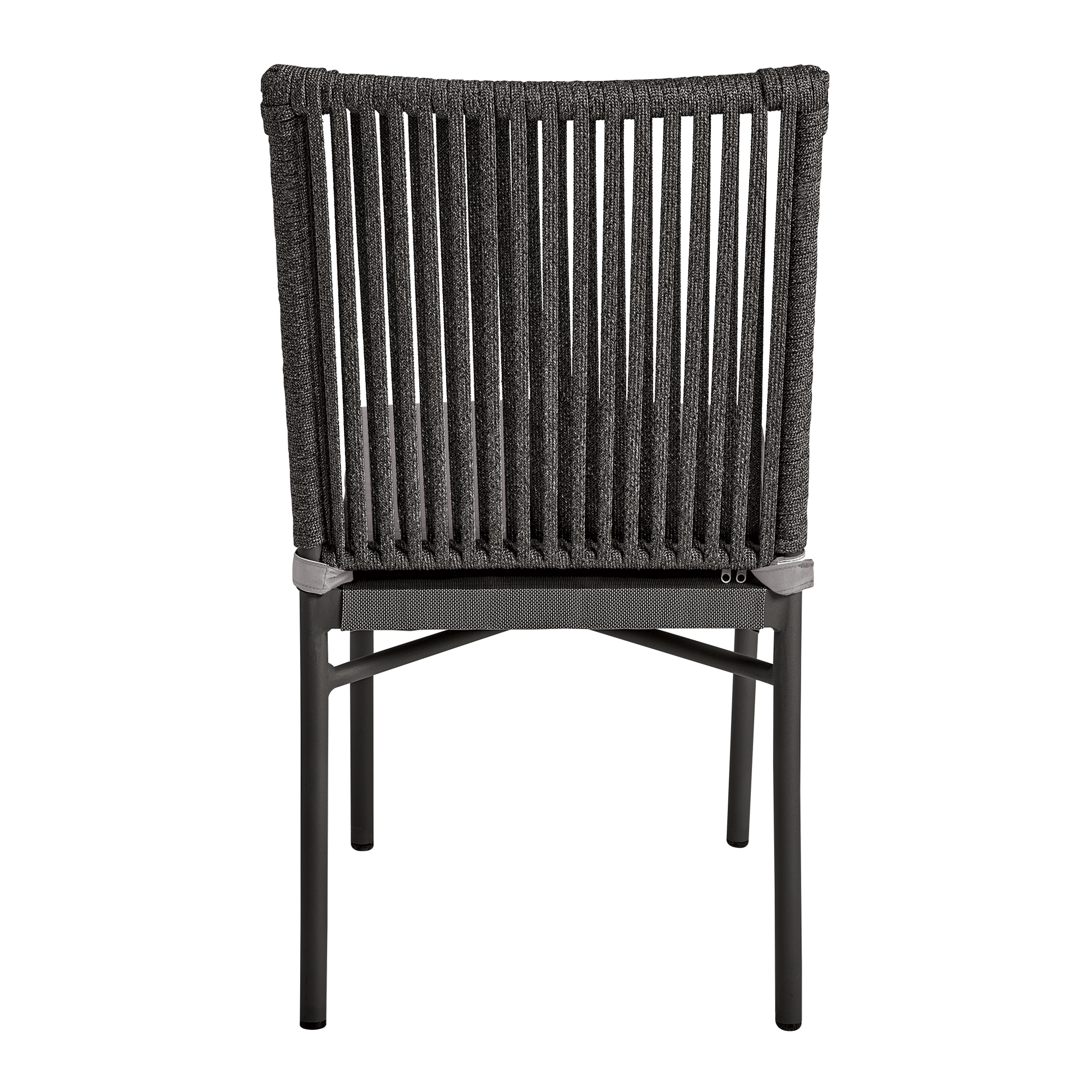 Holt Side Chair - Natural - Seat Cushion Dark Grey showing the back view with dark grey woven detailing and a sturdy natural frame designed for commercial and hospitality environments.