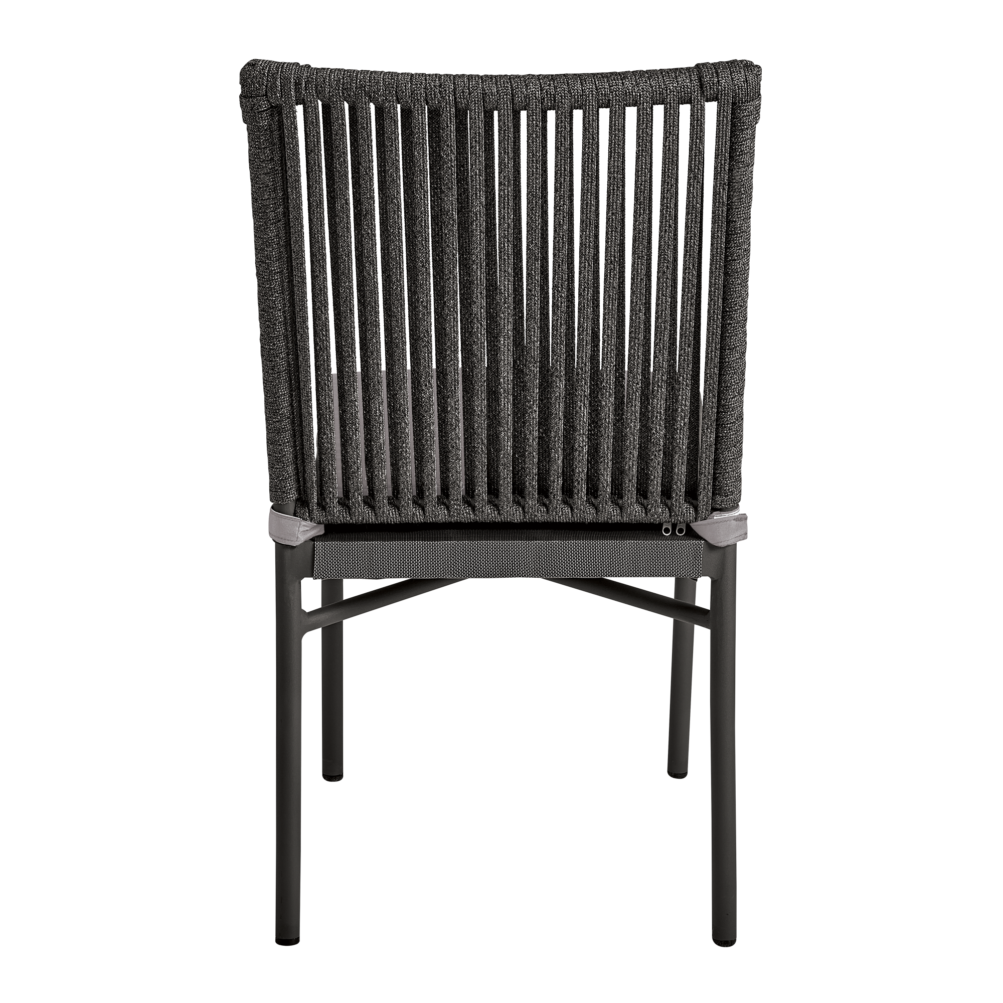 Holt Side Chair - Natural - Seat Cushion Dark Grey showing the back view with dark grey woven detailing and a sturdy natural frame designed for commercial and hospitality environments.