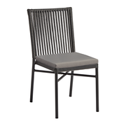 Holt Side Chair - Natural - Seat Cushion Dark Grey featuring a sleek woven backrest, metal frame, and comfortable dark grey seat cushion, ideal for contract furniture and hospitality settings.
