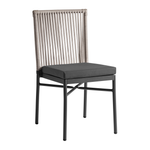 Holt 'Rope' Side Chair Inc. Seat Cushion featuring a natural woven rope backrest and dark grey cushioned seat on a black metal frame, designed for commercial interiors.