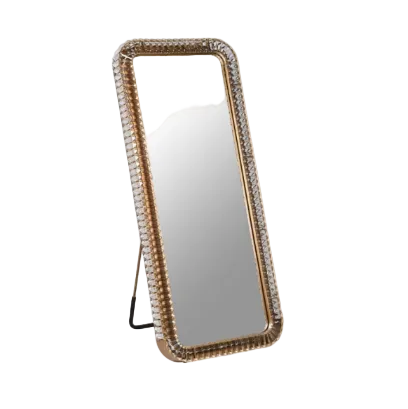 Rectangular mirror with decorative frame on a white background