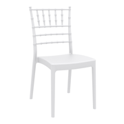 Josephine Stacking Side Chair - White with a classic spindle back design, durable construction, and smooth white finish ideal for commercial and hospitality settings.