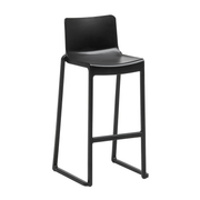 Kasar Set - 20x Black Stacking Bar Stools & Storage Trolley featuring sleek black bar stools with a minimalist design, ideal for commercial and hospitality settings.