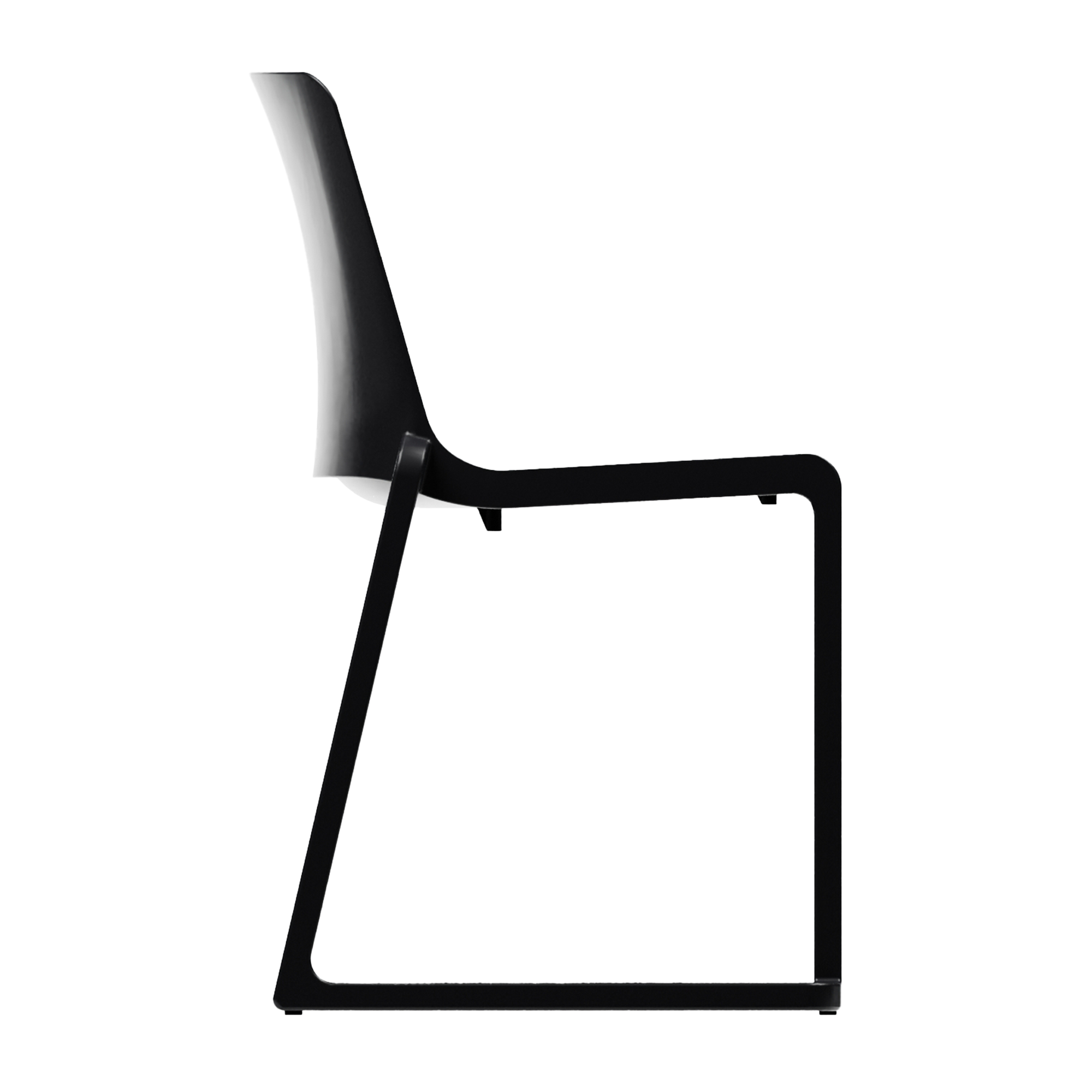 Kasar Set - 20x Black Stacking Side Chairs & Storage Trolley featuring sleek, modern black stacking side chair with minimalist frame designed for commercial and hospitality environments.