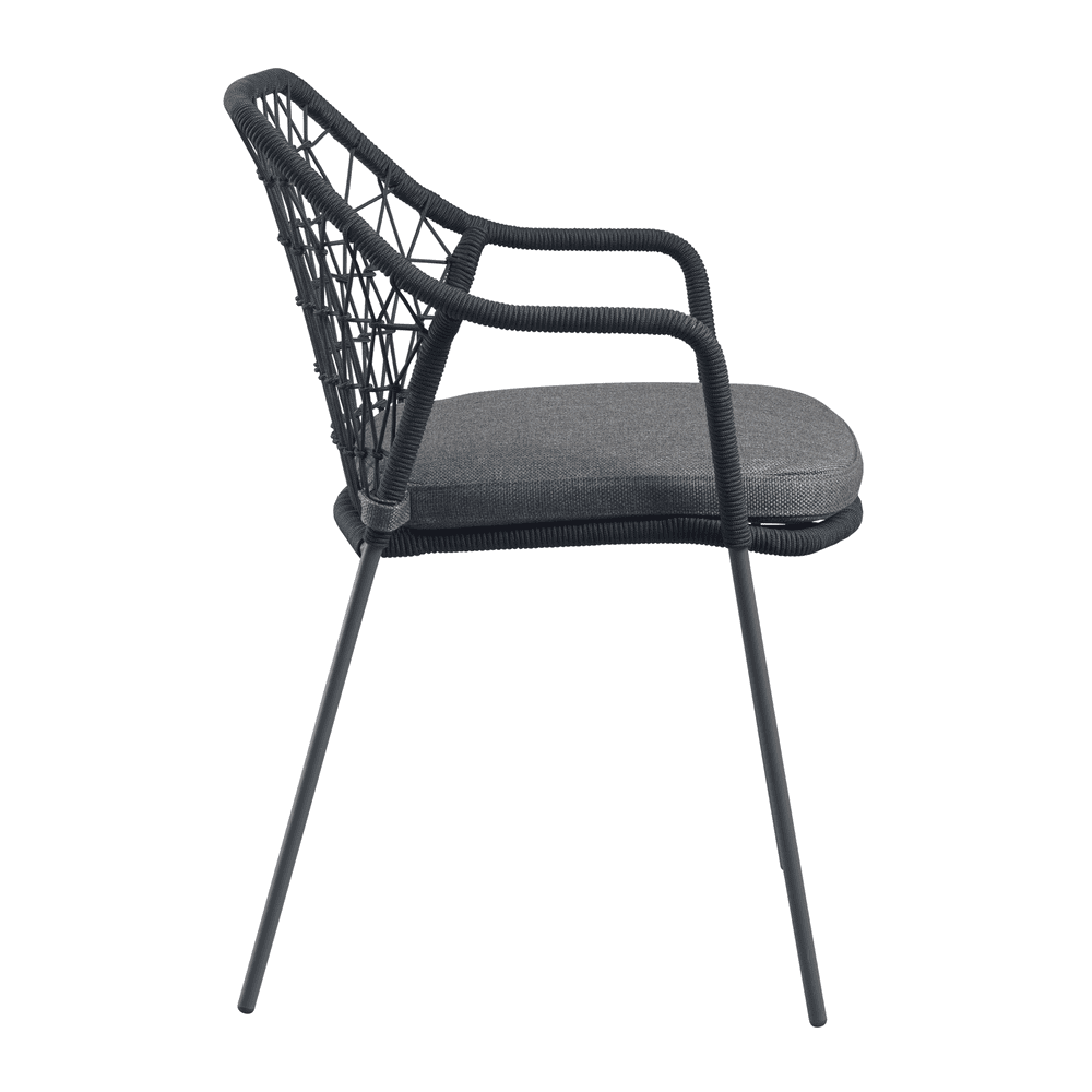 Klein Stacking Arm Chair With Cushion - Anthricite Grey