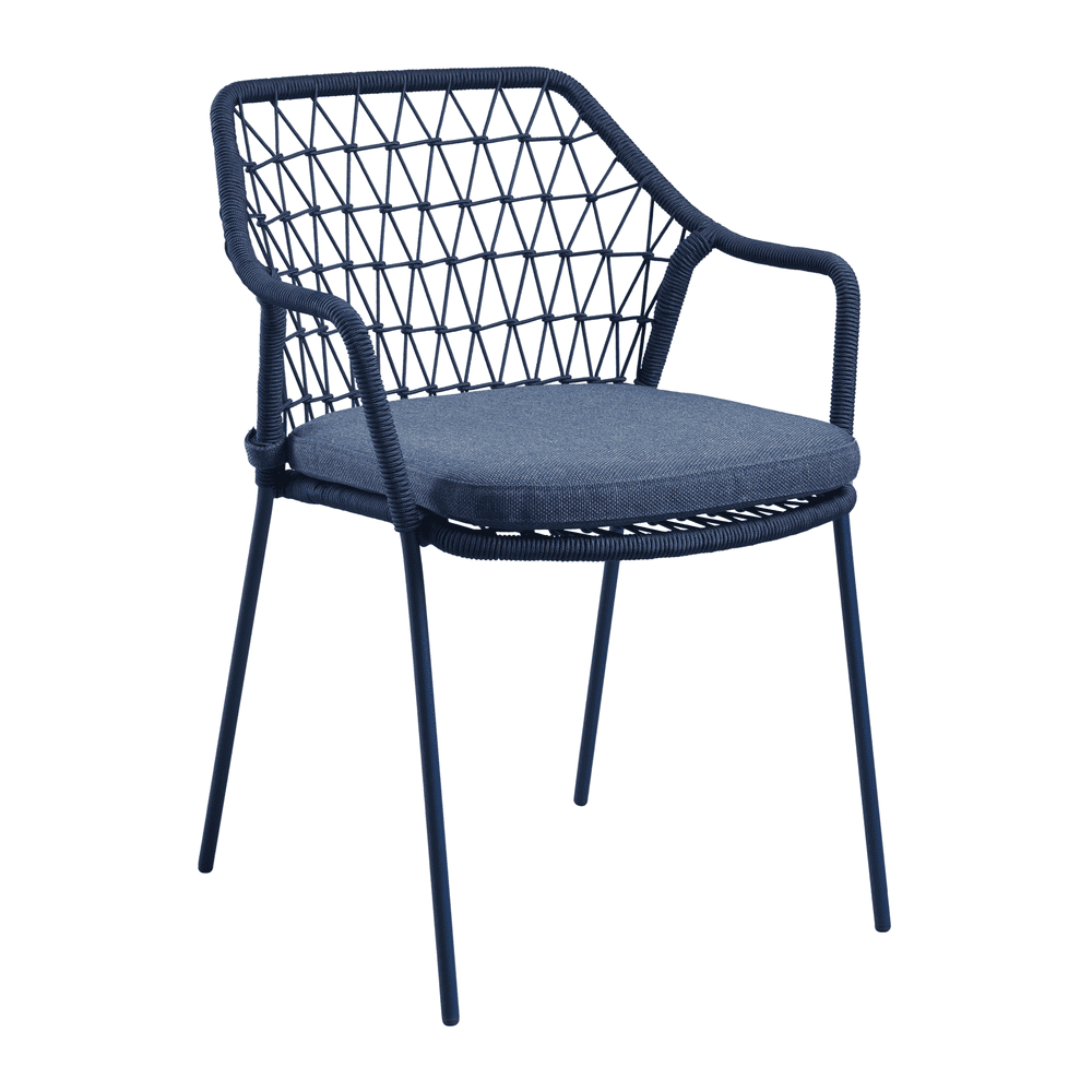 Klein Stacking Arm Chair With Cushion - Indigo Blue