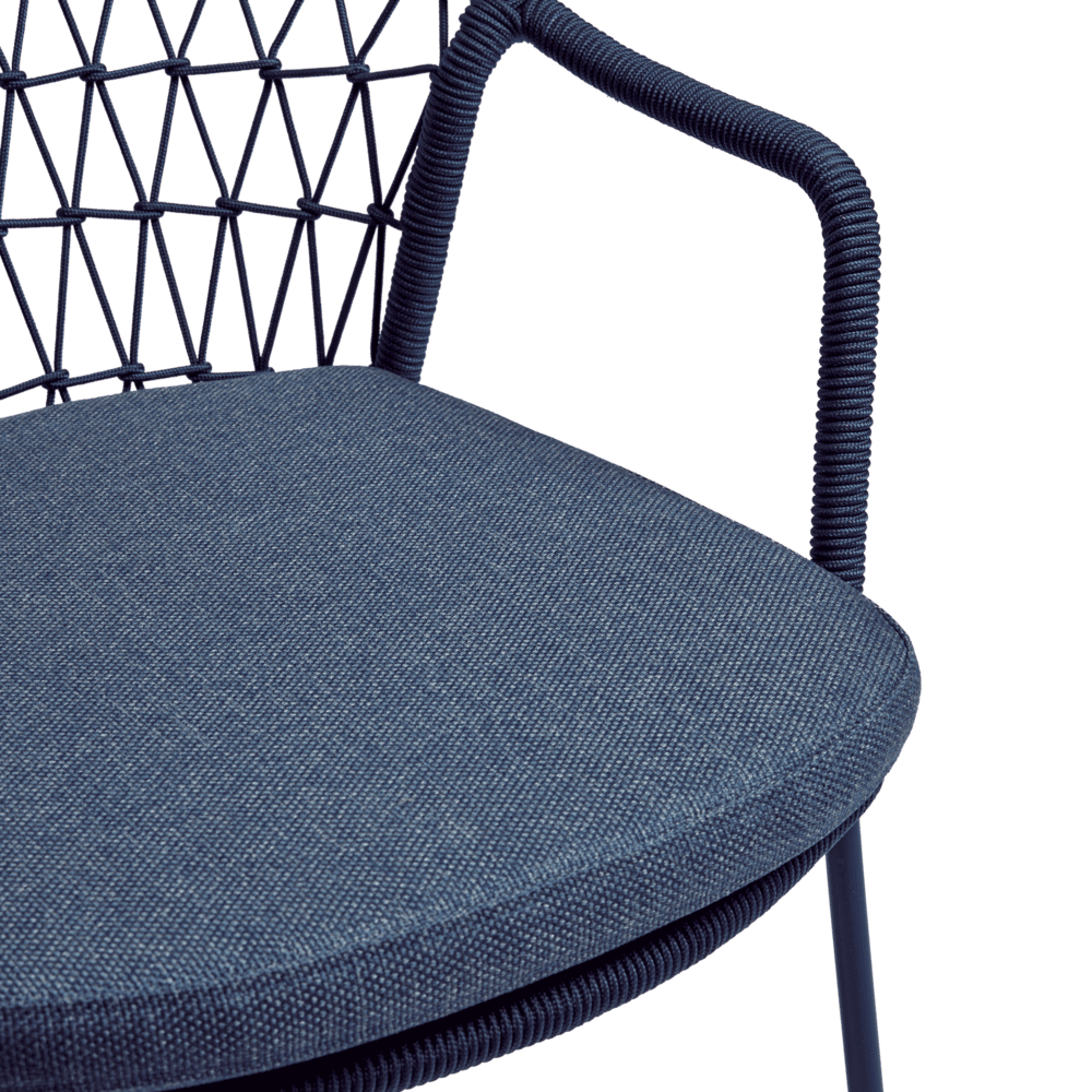 Klein Stacking Arm Chair With Cushion - Indigo Blue