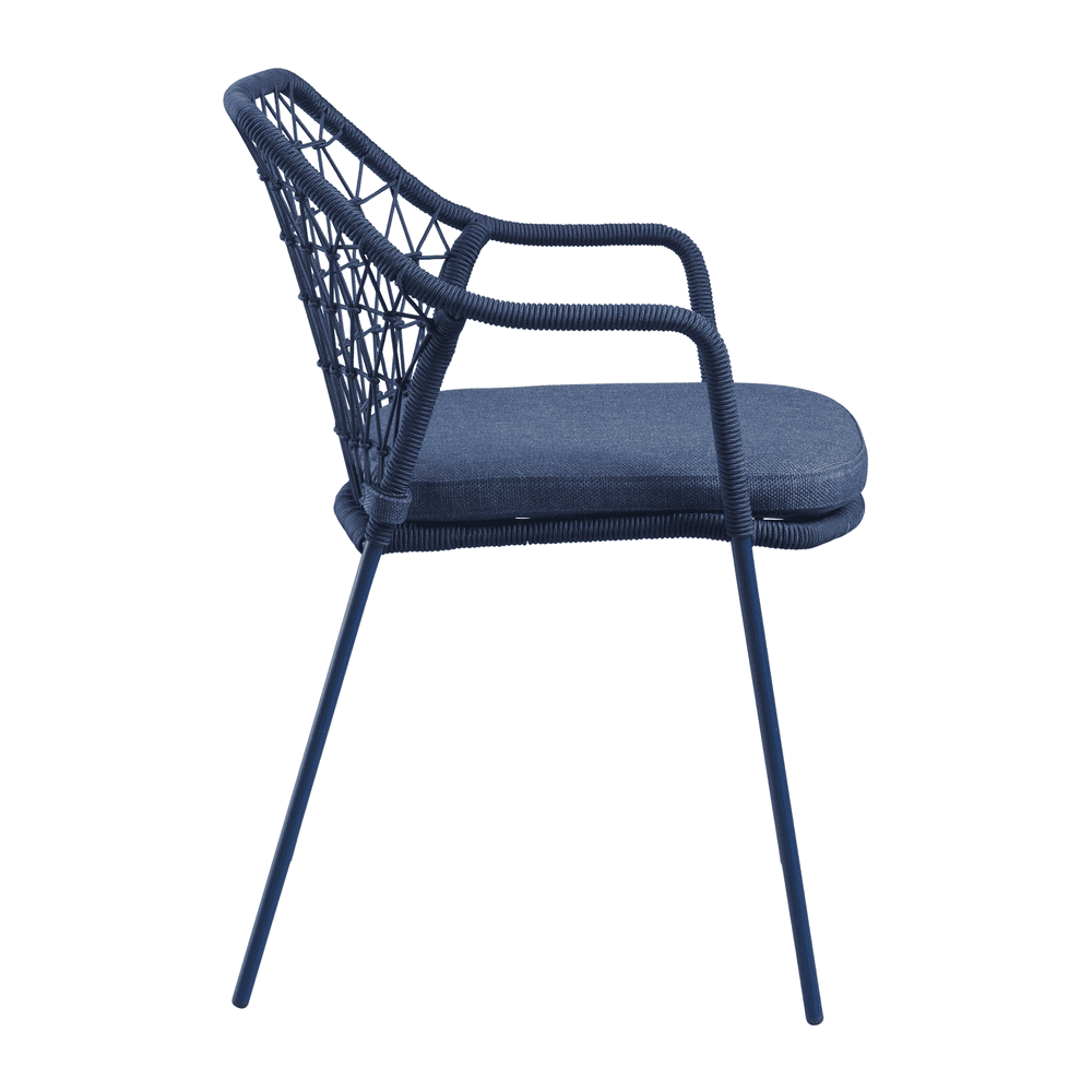 Klein Stacking Arm Chair With Cushion - Indigo Blue
