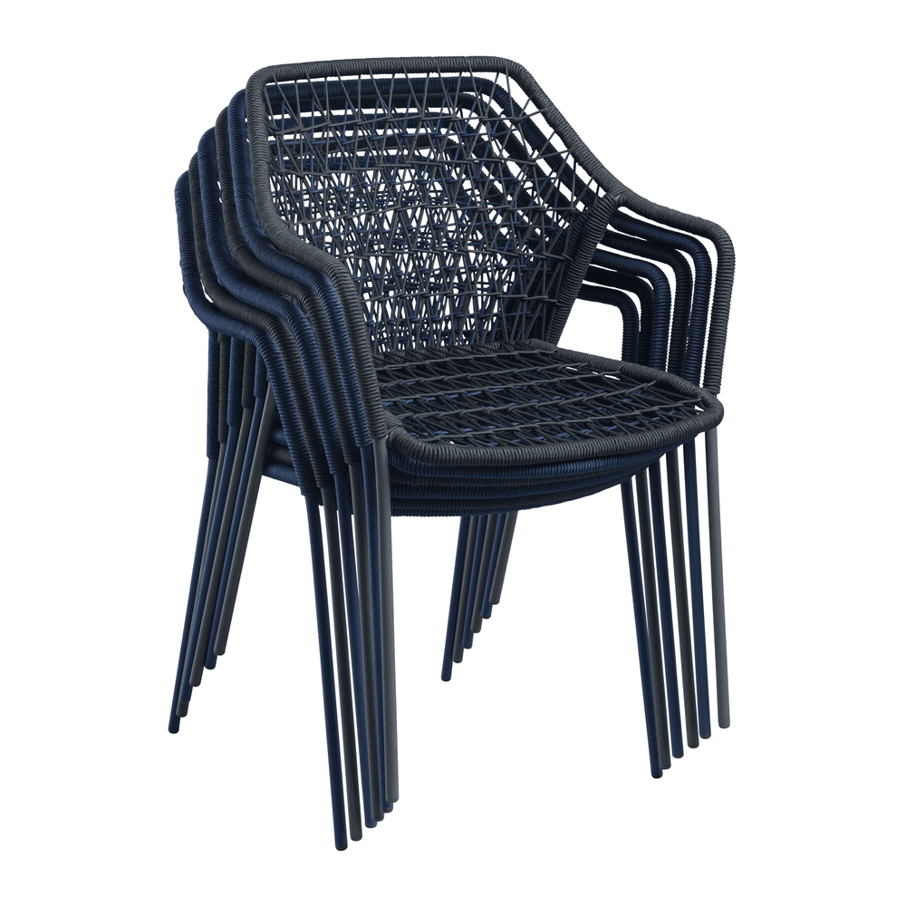 Klein Stacking Arm Chair With Cushion - Indigo Blue