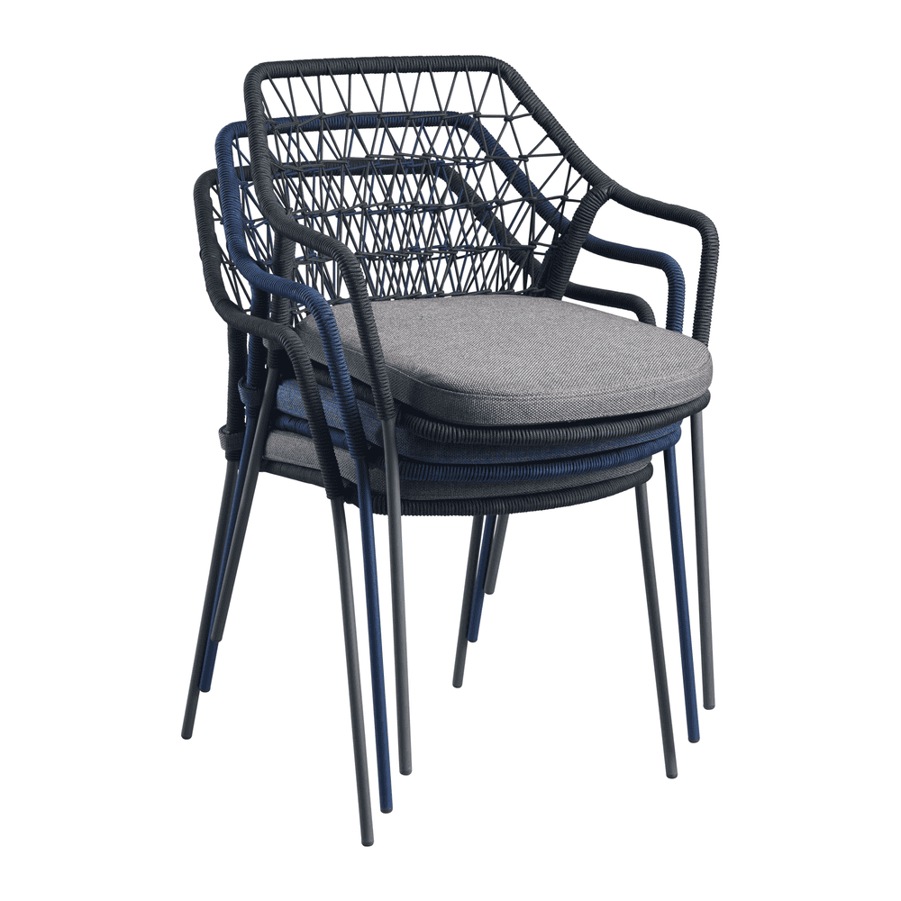 Klein Stacking Arm Chair With Cushion - Indigo Blue