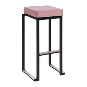 Kubo Smart Bar Stool - Black Frame - Pink Velvet Seat Pad featuring a sleek black metal frame with a soft pink velvet cushion, designed for commercial interiors and hospitality spaces.