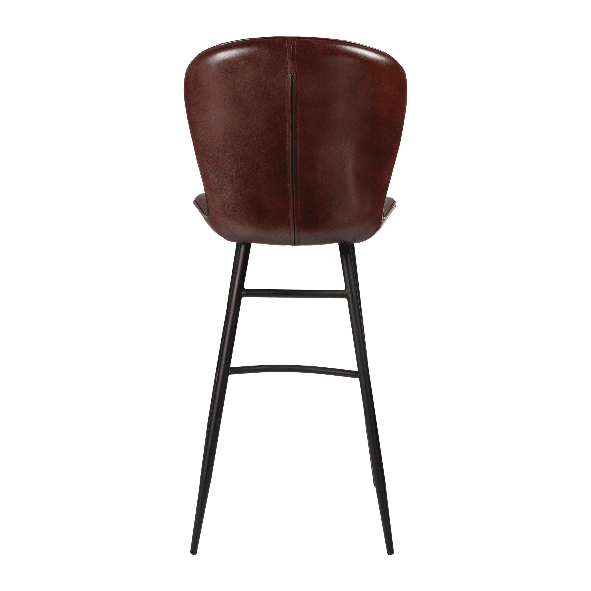 Lars Bar Stool - Genuine Claret Red Leather with sleek metal legs and contoured backrest, designed for commercial spaces requiring durable, stylish seating solutions.