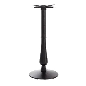 Manor candelabra table base with powder-coated steel construction, decorative pedestal design, adjustable feet, and commercial-grade durability for restaurants, pubs, cafés, hotels, bars, and hospitality interiors. Black table base on a white background