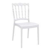 Napoleon Stacking Side Chair - White featuring a classic spindle-back design, crafted for durability and style, perfect for commercial and hospitality spaces.