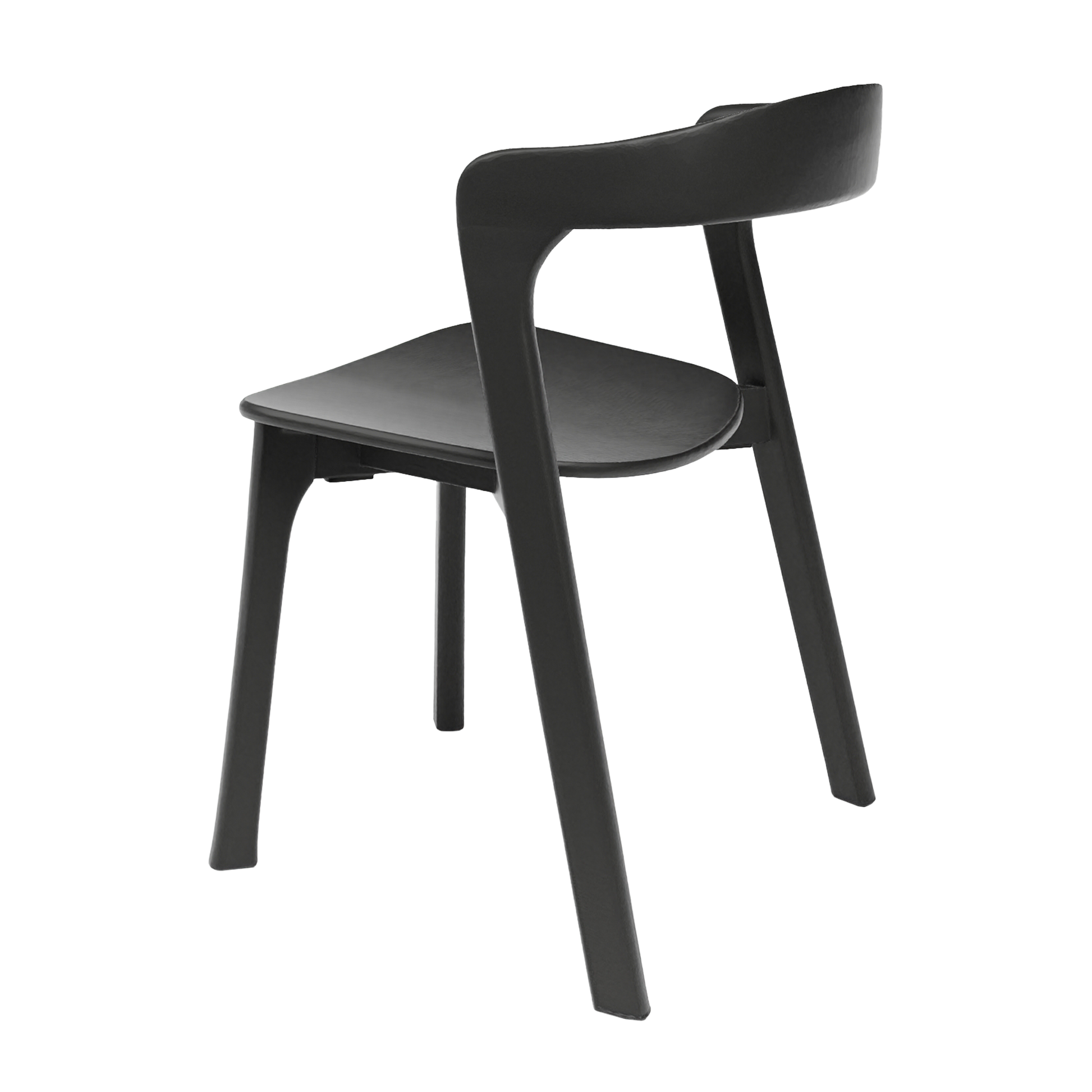 Nina Stacking Side Chair - Black with a minimalist design featuring a curved backrest and sturdy legs, ideal for versatile commercial or hospitality seating solutions.