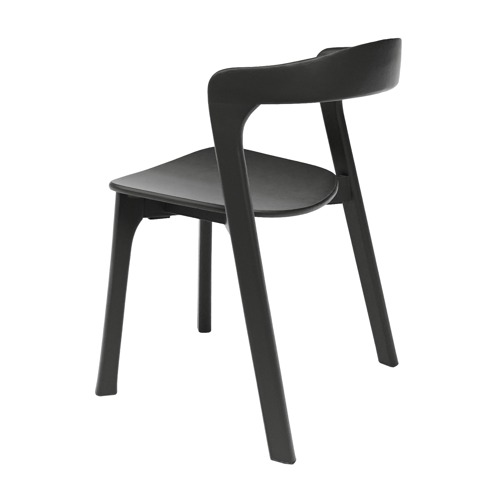 Nina Stacking Side Chair - Black with a minimalist design featuring a curved backrest and sturdy legs, ideal for versatile commercial or hospitality seating solutions.