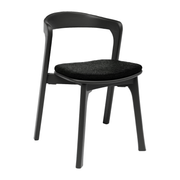 Nina Stacking Side Chair - Black - Black Upholstered Seat Pad featuring a sleek black frame with a curved backrest and a comfortable black upholstered seat pad, designed for stacking and commercial use.
