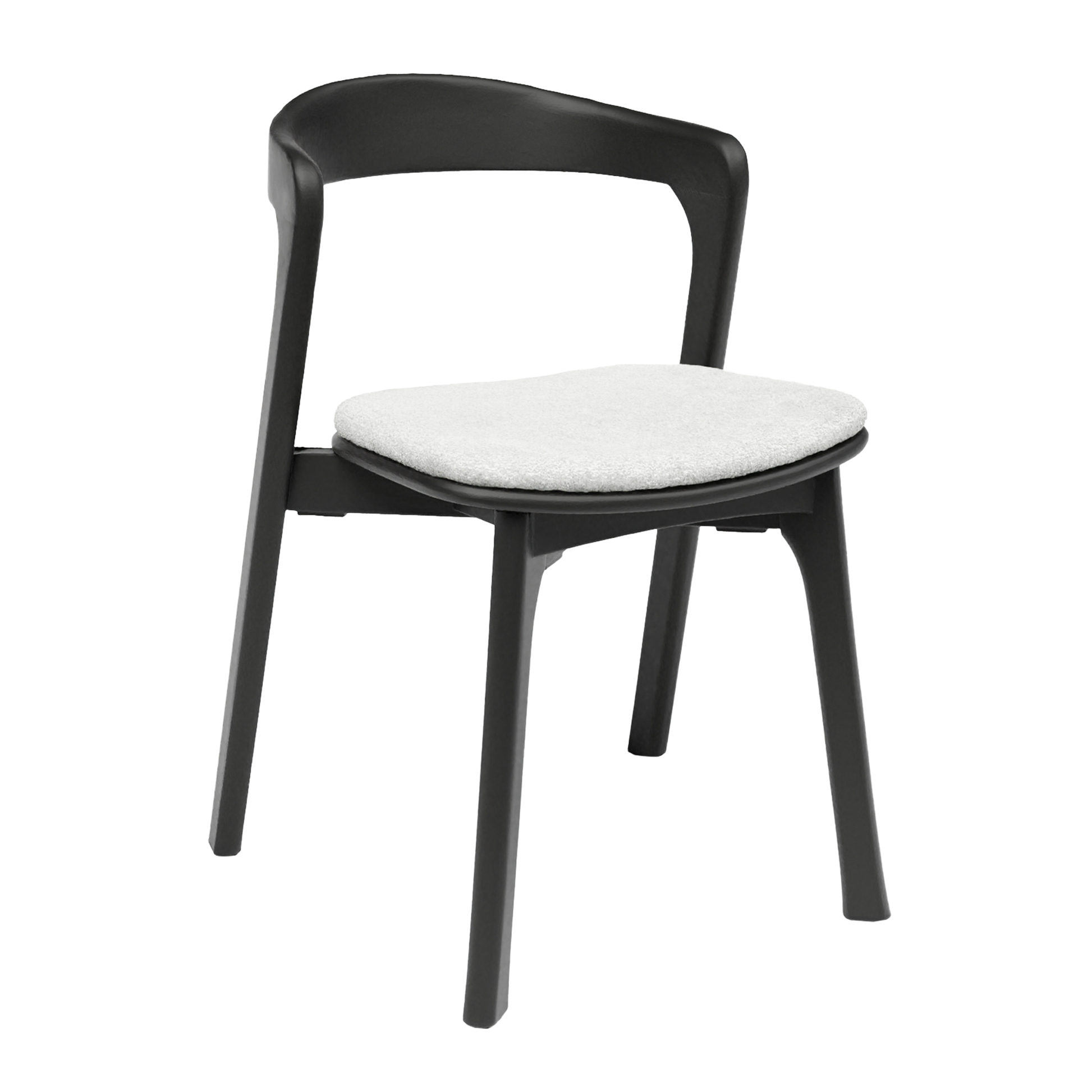 Nina Stacking Side Chair - Black - White Upholstered Seat Pad featuring a sleek black frame with a comfortable white padded seat, designed for versatile commercial and hospitality use.