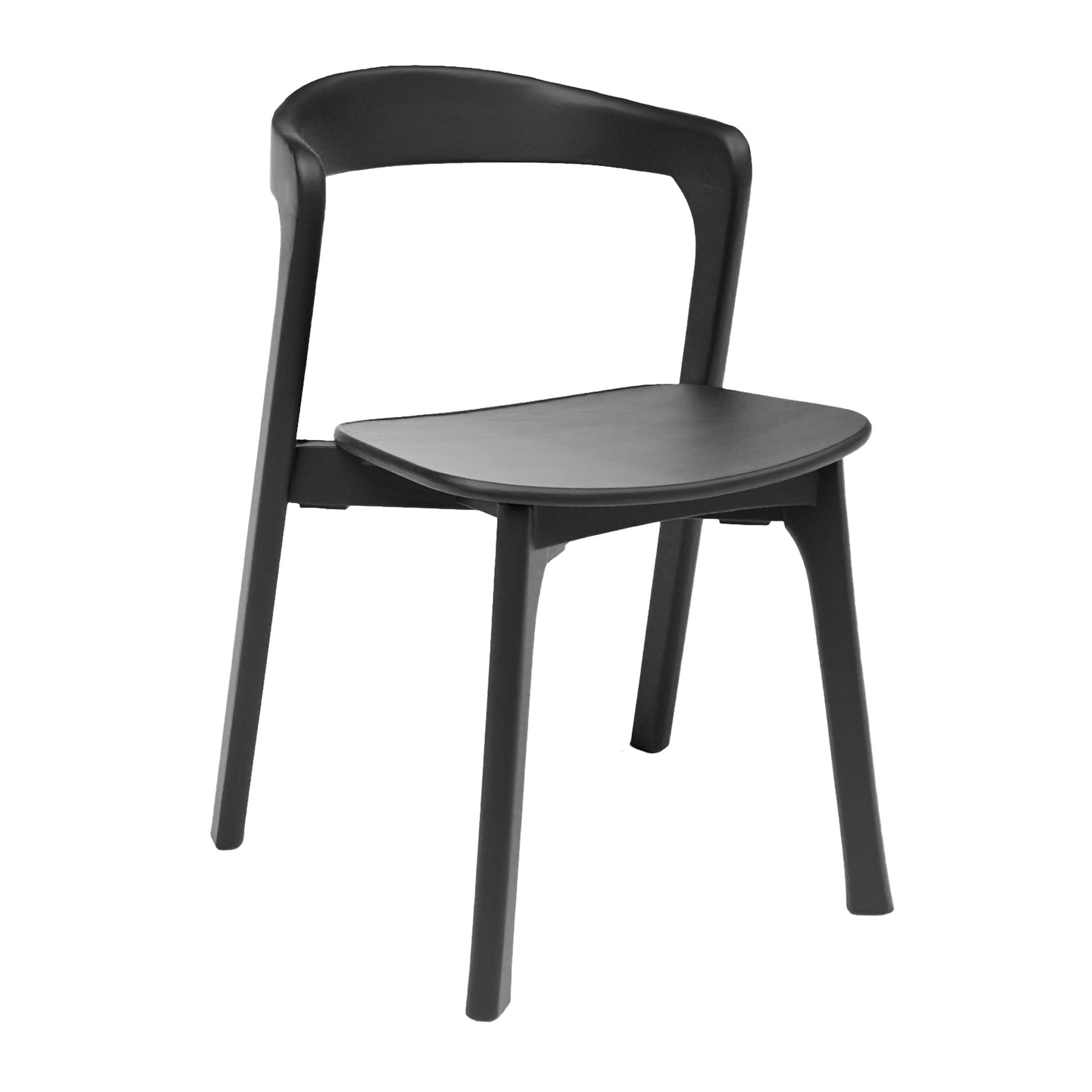 Nina Stacking Side Chair - Black with a sleek, minimalist design featuring a curved backrest and durable frame, ideal for commercial interiors and contract furniture use.