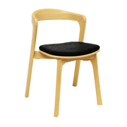 Nina Stacking Side Chair - Natural Oak - Black Upholstered Seat Pad with a sleek curved backrest and sturdy natural oak frame, designed for modern commercial and hospitality spaces.