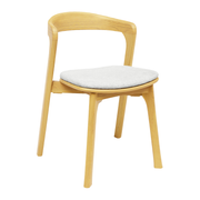 Nina Stacking Side Chair - Natural Oak - White Upholstered Seat Pad featuring a sleek natural oak frame with a comfortable white upholstered seat pad, ideal for modern commercial interiors.