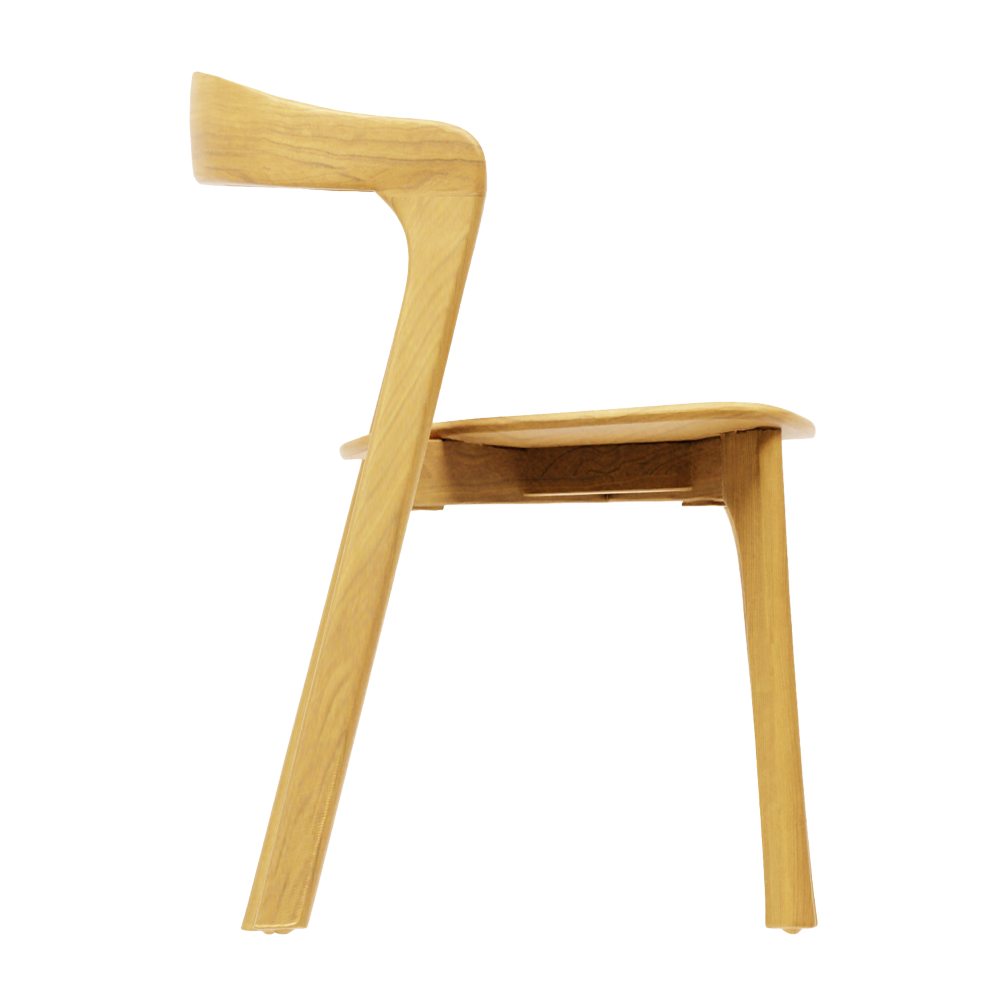 Nina Stacking Side Chair - Natural Oak - White Upholstered Seat Pad with a sleek wooden frame and curved backrest designed for stylish and comfortable seating.
