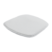 Nina Stacking Side Chair Seat Pad - White, a soft textured cushion designed for added comfort and support on stacking side chairs in commercial or hospitality settings.