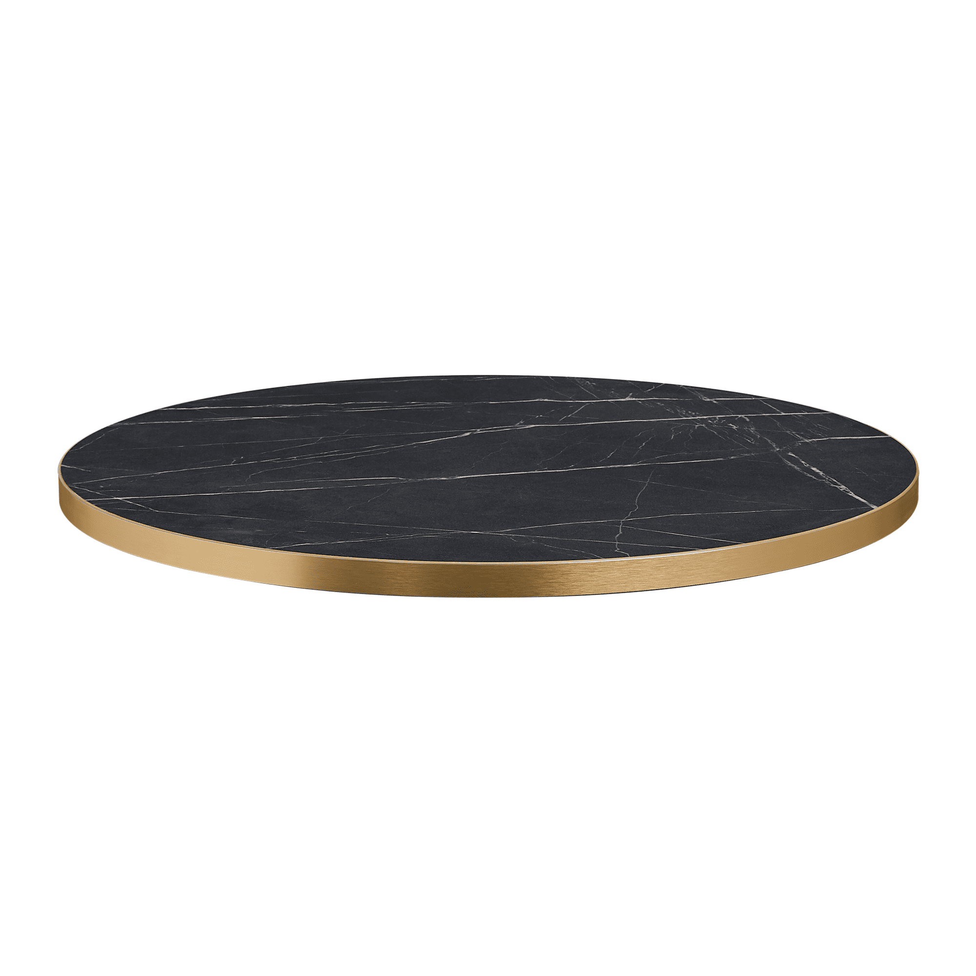 Omega Laminate Table Top - Black Marble with Boston Sleek Black/Gold Base 700mm