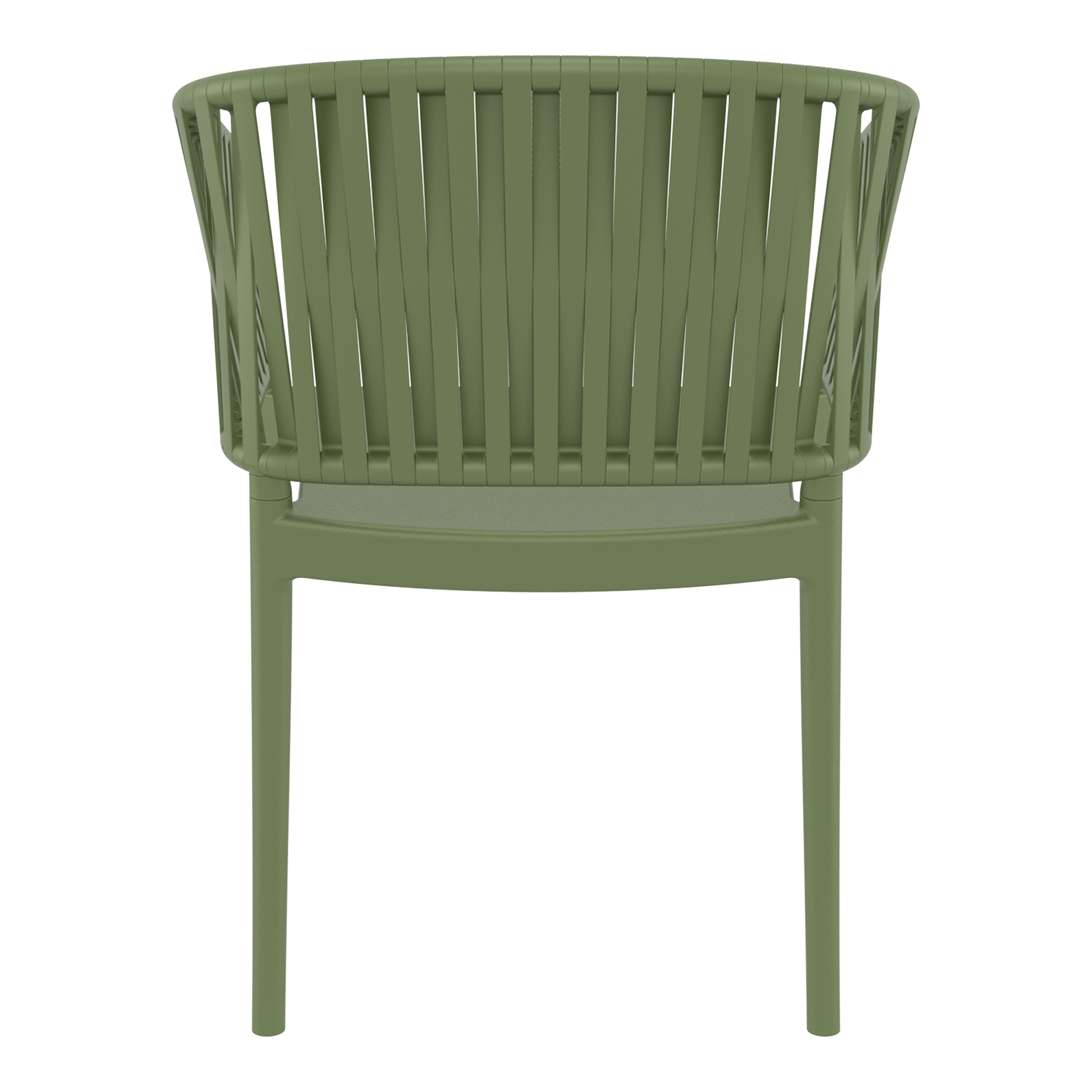 Portofino Stacking Armchair featuring a patented 3D rope-effect backrest and armrests, glass fibre reinforced polypropylene construction, UV-resistant finish, and stackable design for hotels, restaurants, cafés, bars, rooftop terraces, and outdoor hospitality environments.