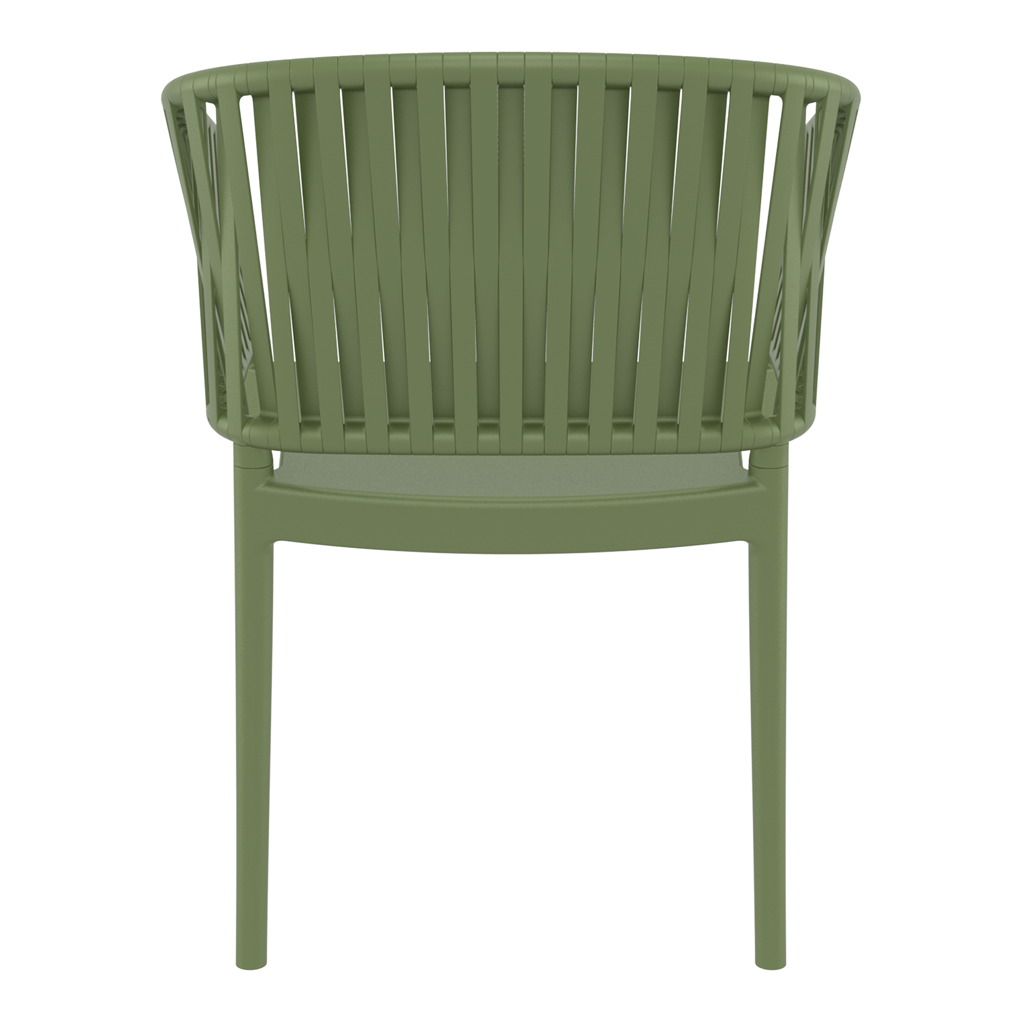 Portofino Stacking Armchair featuring a patented 3D rope-effect backrest and armrests, glass fibre reinforced polypropylene construction, UV-resistant finish, and stackable design for hotels, restaurants, cafés, bars, rooftop terraces, and outdoor hospitality environments.