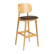 Relish Bar Stool - Natural Oak - Lascari Vintage Brown Seat Pad showcasing a sleek natural oak frame with a comfortable vintage brown seat pad, designed for stylish and durable seating.