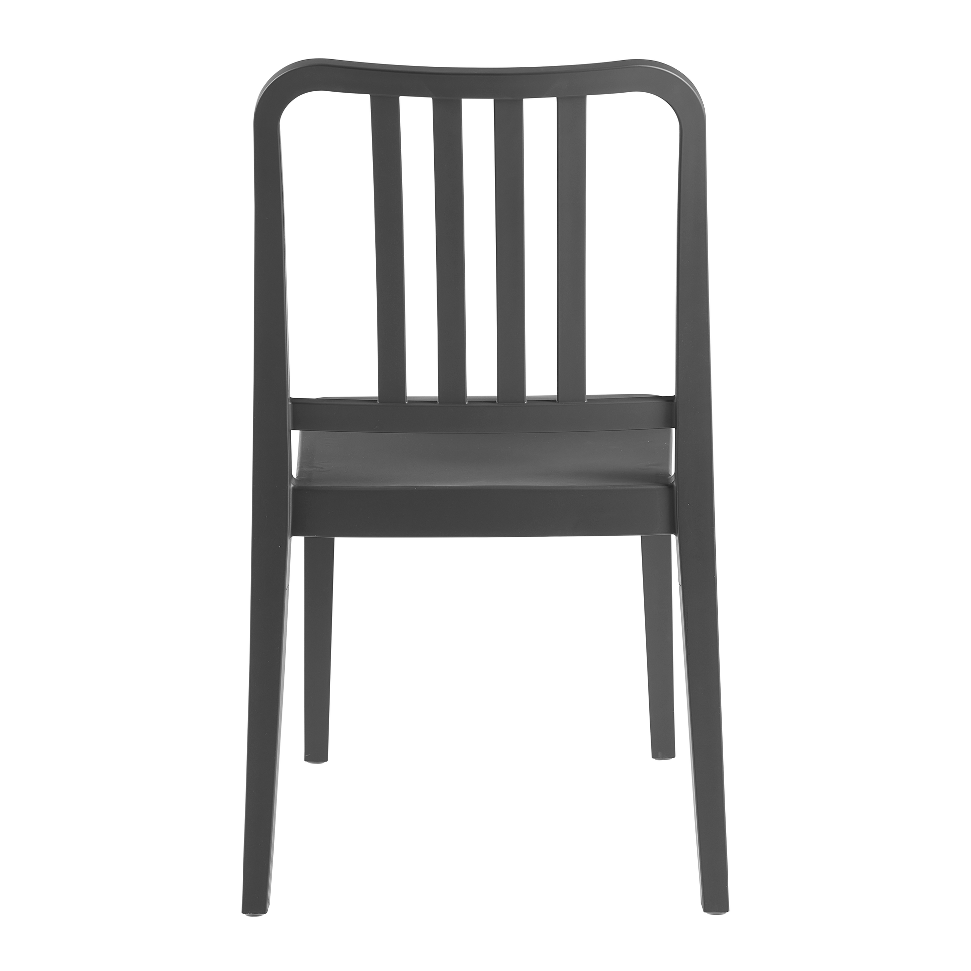 Rock Recycled Side Chair - Anthracite shown from the back, featuring a dark grey recycled material frame with vertical slat design and solid construction for commercial interiors.