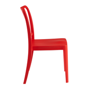 Rock Recycled Side Chair - Anthracite shown in vibrant red, featuring a sleek, modern design with a curved backrest and sturdy construction ideal for commercial and hospitality environments.