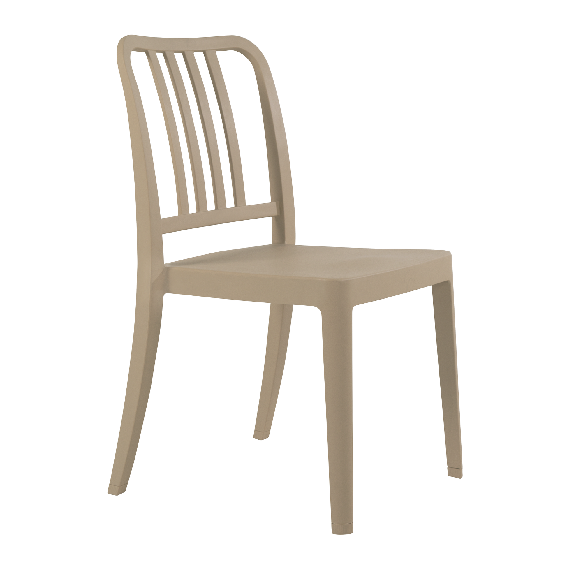 Rock Recycled Side Chair - Anthracite in a taupe tone with a slatted backrest and solid seat, designed for durable and eco-friendly commercial use.