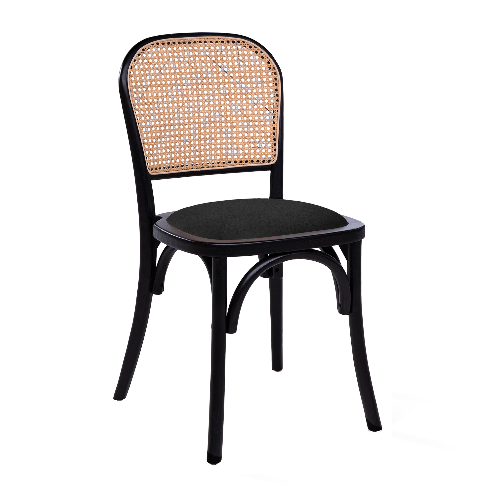 Ronda Stacking Side Chair - Black Frame - Black Velvet Seat Pad