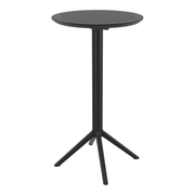 Sky Folding Bar Table - 60cm Diameter - Black with a sturdy round top and tripod base, designed for commercial settings requiring durable, space-saving contract furniture.