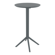 Sky Folding Bar Table - 60cm Diameter - Dark Grey with a round perforated top and sturdy tripod base, designed for commercial use and easy folding storage in hospitality settings.